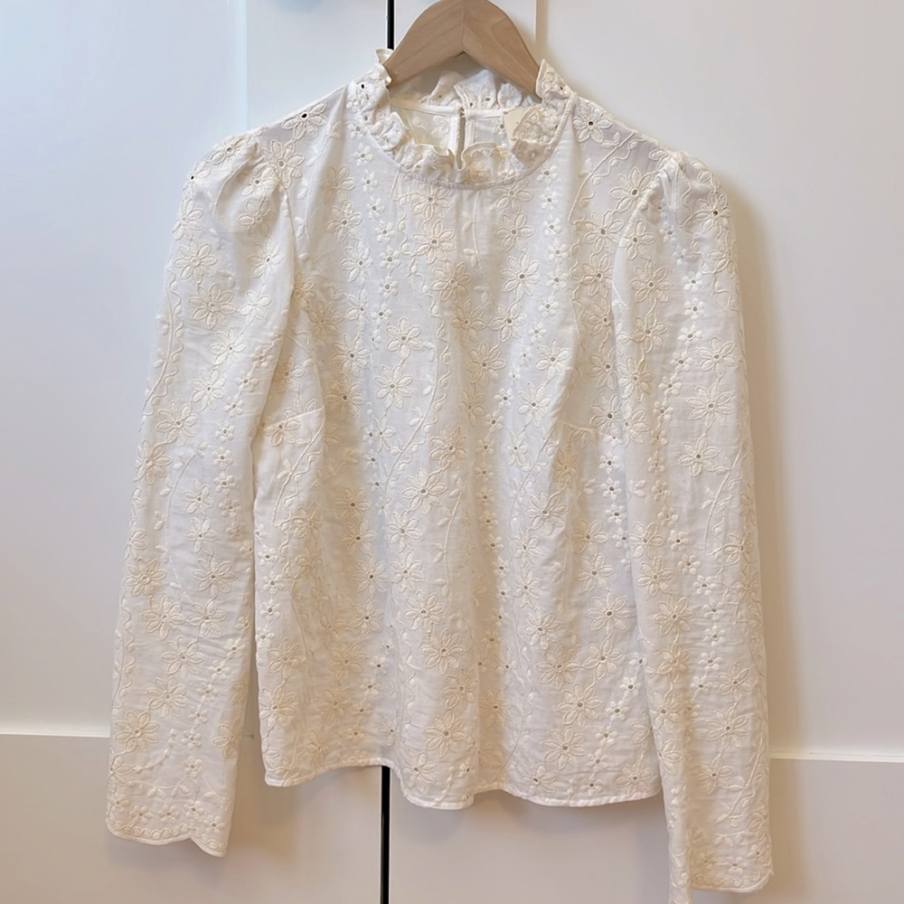 Sézane Florie Embroidered Blouse